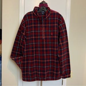 Like New Náutica 1/4 Zip Fleece Plaid Burgundy/Navy Jacket Men’s